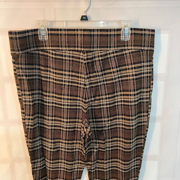 Loft yellow and black plaid thicker knit pull on leggings size  xl - Picture 4 of 6